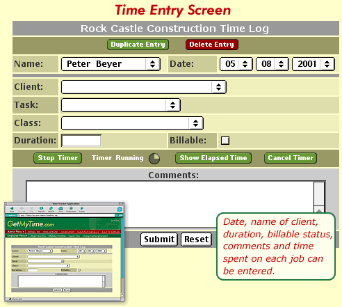 Time Entry Screen